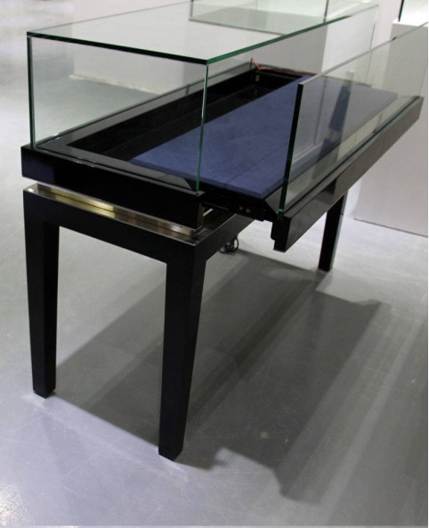 Armadietti vetrina per gioielli con piano in vetro nero lucido per negozi